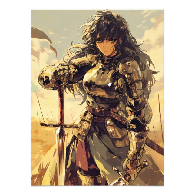 Anime Woman Knight Fantasy Fototryck (Framsidan)