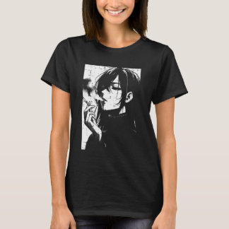 Anime Woman Smoking Japanese Manga Art Emo Otaku M T Shirt