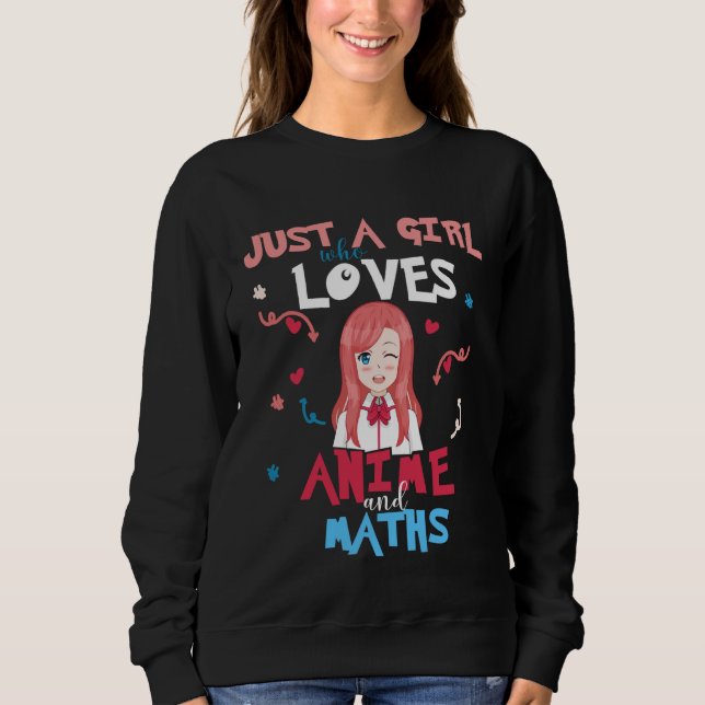 Anime Women Teen Girl Who Loves Maths T Shirt (Framsida)