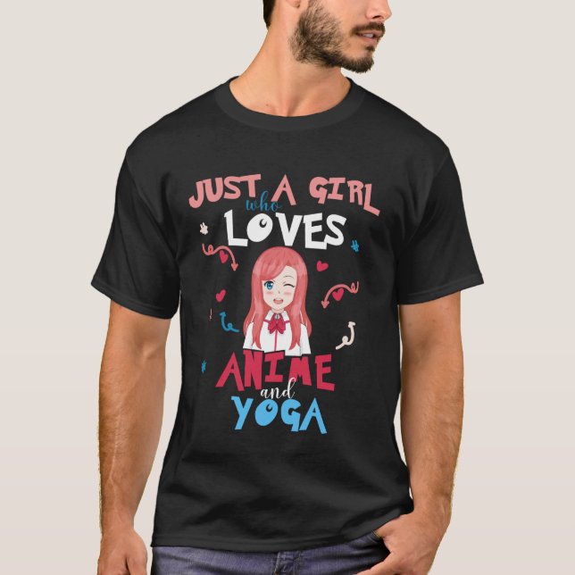 Anime Women Teen Girl Who Loves Yoga T Shirt (Framsida)