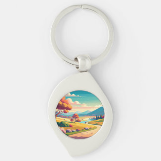 Anime world swirl silverfärgad nyckelring