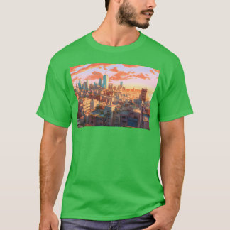 Animeel Aviv En Dynamisk Animeinspirerad Stadsmilj T Shirt