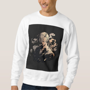 Animefärgad grafik T-Shirt - fetstil och Kreativ D Lång Ärmad Tröja