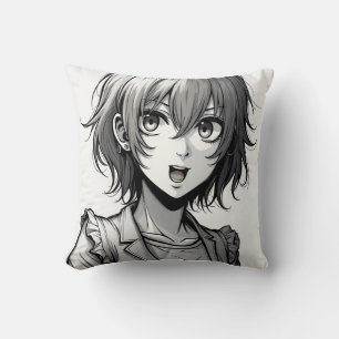 Animeflicka Dynamisk karaktärsdesign i actionsti Kudde