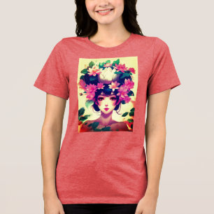 Animeflicka krönt med lotusblommor t shirt
