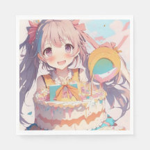 Animeflicka med fantasifull födelsedag