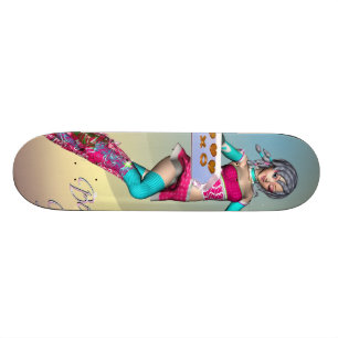 Animeflicka med kakaskateboarden old school skateboard bräda 21,6 cm