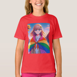 Animeflicka med LGBTQIA+-cape T Shirt