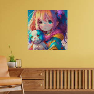Animeflicka med valp poster