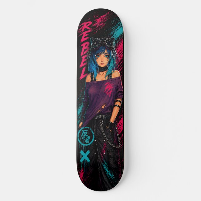 Animeflicka Mini Skateboard Bräda 18,5 Cm (Framsida)