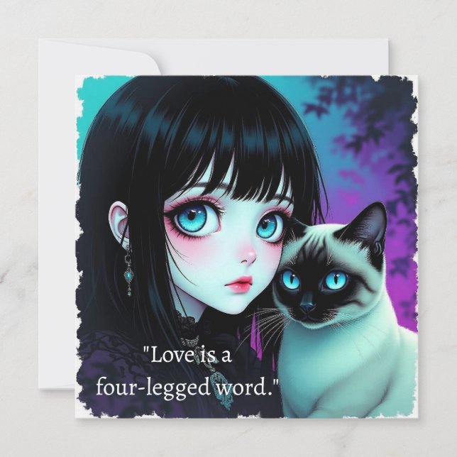 Animeflicka och Siamkattscitat (Framsida)