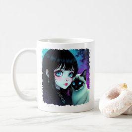 Animeflicka och Siamkattscitat Kaffemugg