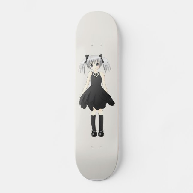 Animeflicka Old School Skateboard Bräda 21,6 Cm (Framsida)
