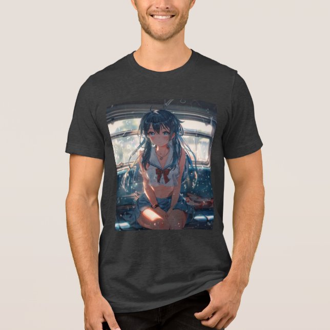 Animeflicka på tåg t shirt (Framsida)