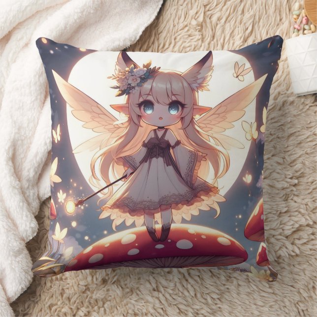 Animeflicka Pixie Hippie Måne Älva Kudde (Filt)