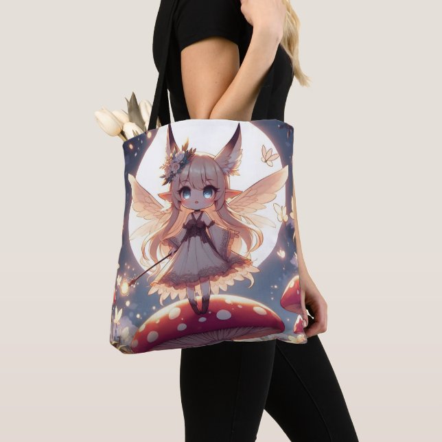 Animeflicka Pixie Hippie Måne Älva Tygkasse (Närbild)