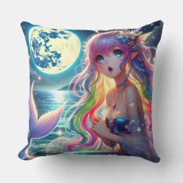Animeflicka som sjunger månljus pixie regnbåge sjö kudde