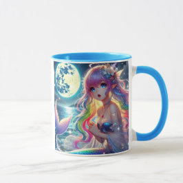 Animeflicka som sjunger månljus pixie regnbåge sjö mugg