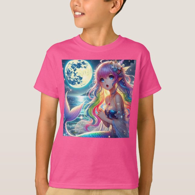 Animeflicka som sjunger månljus pixie regnbåge sjö t shirt (Framsida)