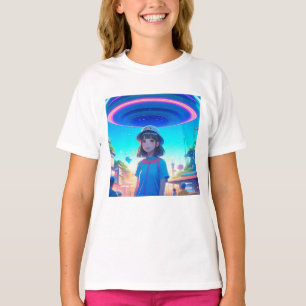 Animeflicka under en UFO i staden T Shirt