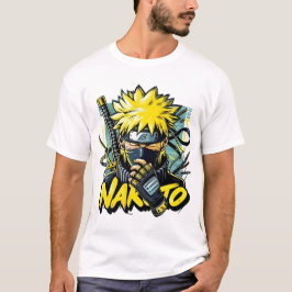 Animegrafisk T-shirt – Karaktär med fet gul hår