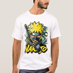 Animegrafisk T-shirt – Karaktär med fet gul hår
