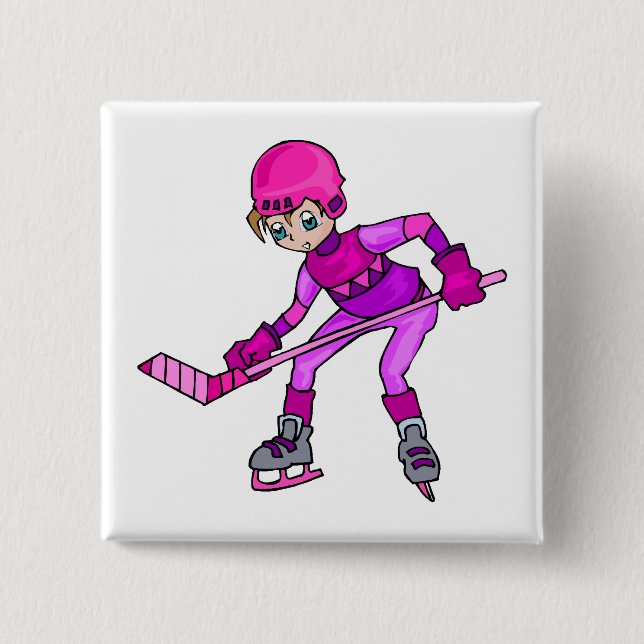 Animehockeyflicka Knapp (Framsida)