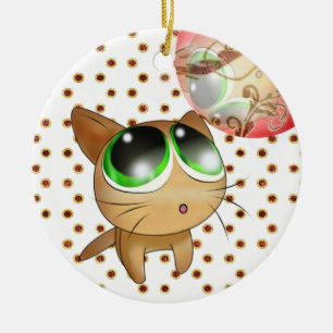 Animekattunge Julgransprydnad Keramik