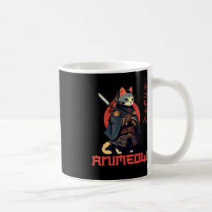 ANIMEOW Kul Rolig Samuraj Kawaii Katt Ninja Dräkt  Kaffemugg