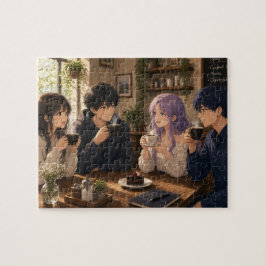 Animepersoner som dricker kaffe pussel
