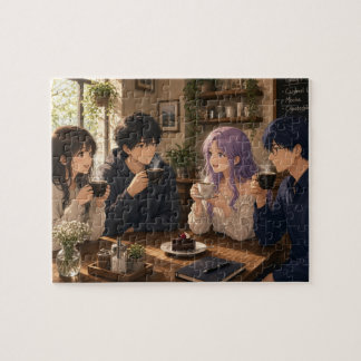 Animepersoner som dricker kaffe pussel
