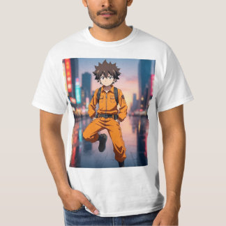Animepojke i orange dräkt springer t shirt