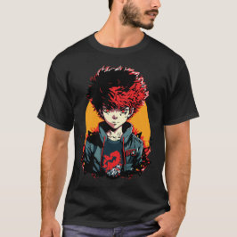 Animepojke: Illustration av rött och svart hår T Shirt