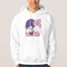 Animepojke och djur med ögonlapp konst hoodie