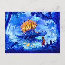 Animepojke som fotograferar sumpdinosaurie