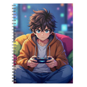 Animepojke som spelar TV-spel Anteckningsbok