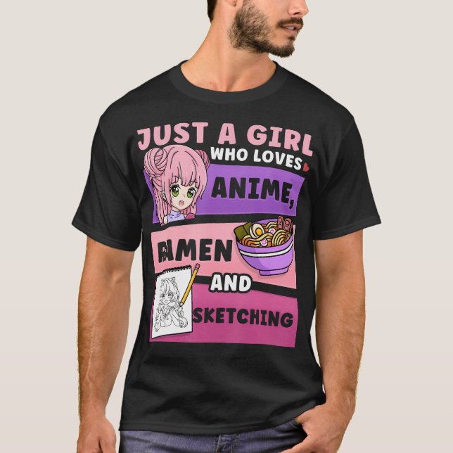 Animera bara en flicka som Kärlek anime Ramen och  T Shirt (Framsida)