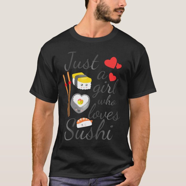 Animera bara en flicka som Kärlek Sushi Cute Anime T Shirt (Framsida)