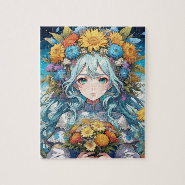 Animera blommigt pussel (Vertikal)
