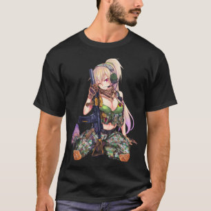 Animera flicka med coola för vapendesign t shirt