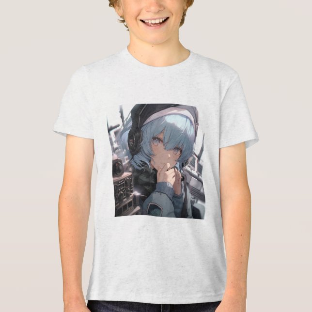 Animera flicka med hörlurar t shirt (Framsida)