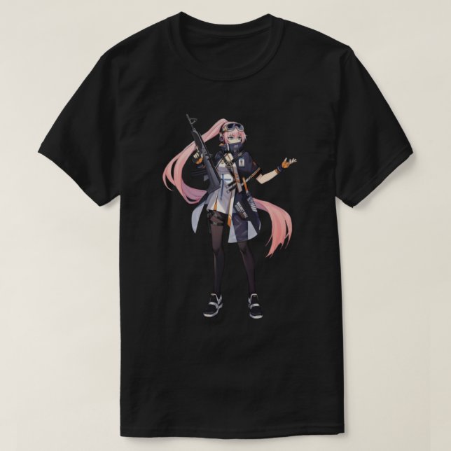Animera flicka med pistol t shirt (Design framsida)