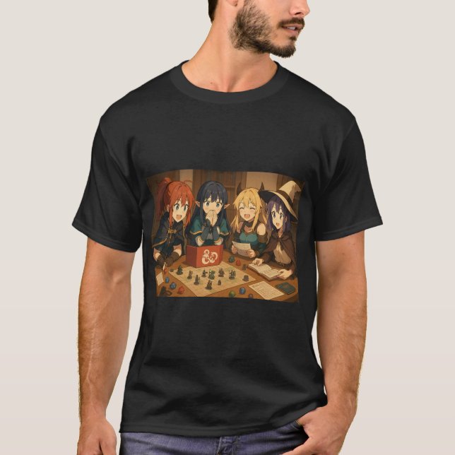Animera flickor som spelar upp D&D T Shirt (Framsida)