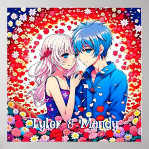 Animera par, Blommor, Personlig Poster