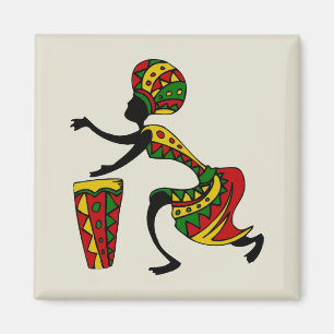 Animerad African Drummer Magnet