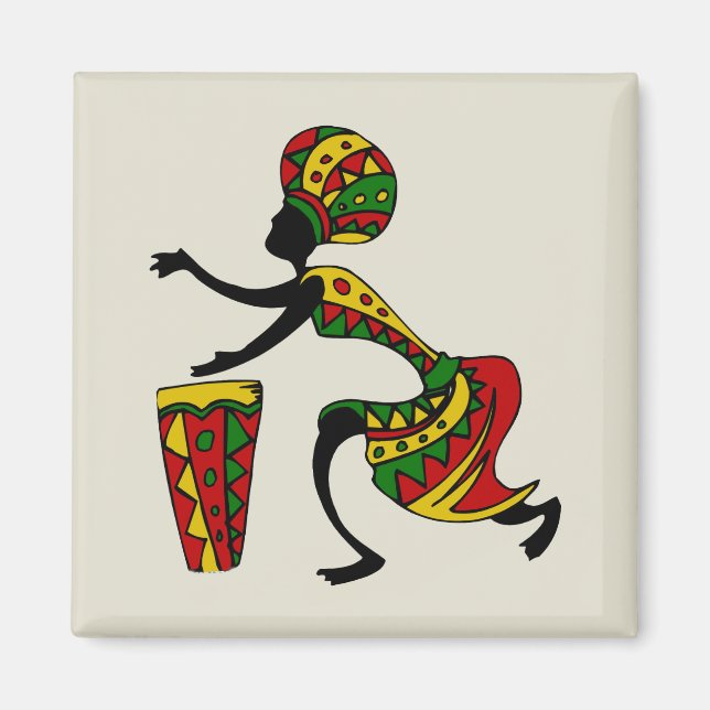 Animerad African Drummer Magnet (Framsidan)