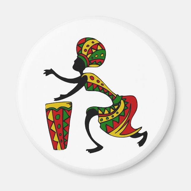 Animerad African Drummer Magnet (Framsidan)