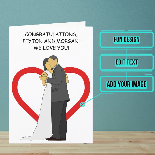 Animerad äldre Grattisar med par Bröllopsdagar Kort (Send your love and congratulations with a modern and unique twist.)