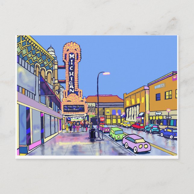 ANIMERAD ANN ARBOR KVÄLL VYKORT (Framsida)