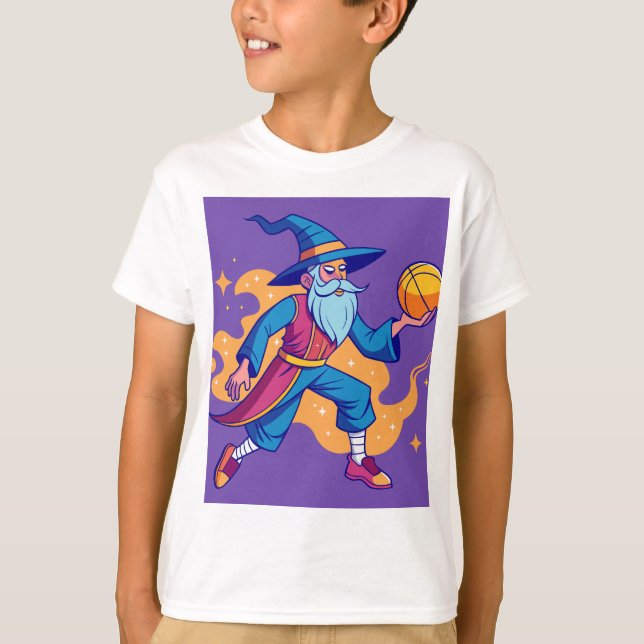 Animerad Basketball Wizard (Kids) T Shirt (Framsida)